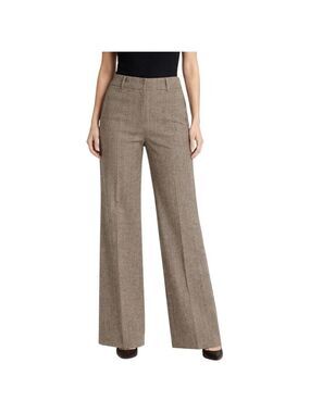 Classiques Entier Brown Tweed Herringbone Wide Leg Dress Pants Size 4